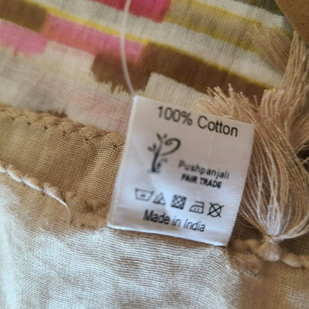 Global Girlfriend Tribal Printed Spring Scarf Pink Mix 100% Cotton Fair Trade - Picture 6 of 6